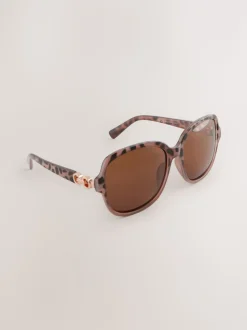 Brun/Crème - Grandes Lunettes de soleil carrées polarisées