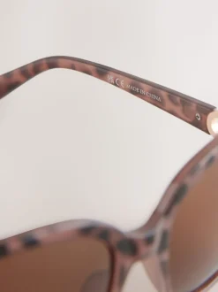 Brun/Crème - Grandes Lunettes de soleil carrées polarisées