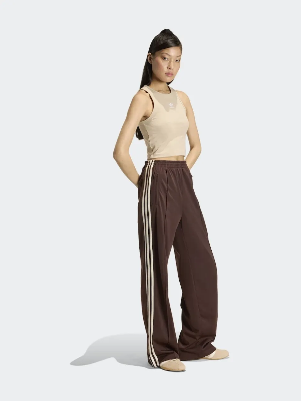 Brun/Crème - Pantalons amples Adidas Original Firebird