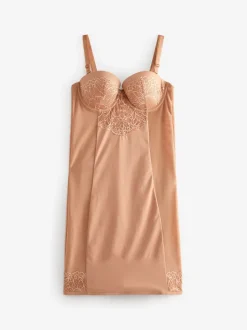 Caramel Nude - Combinaison gainante en dentelle à bonnets