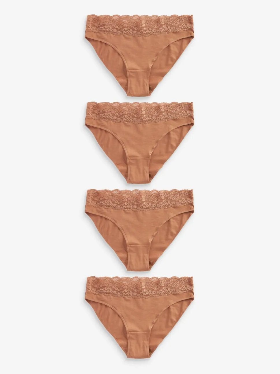 Caramel Nude - Lot de 4 culottes en coton et dentelle
