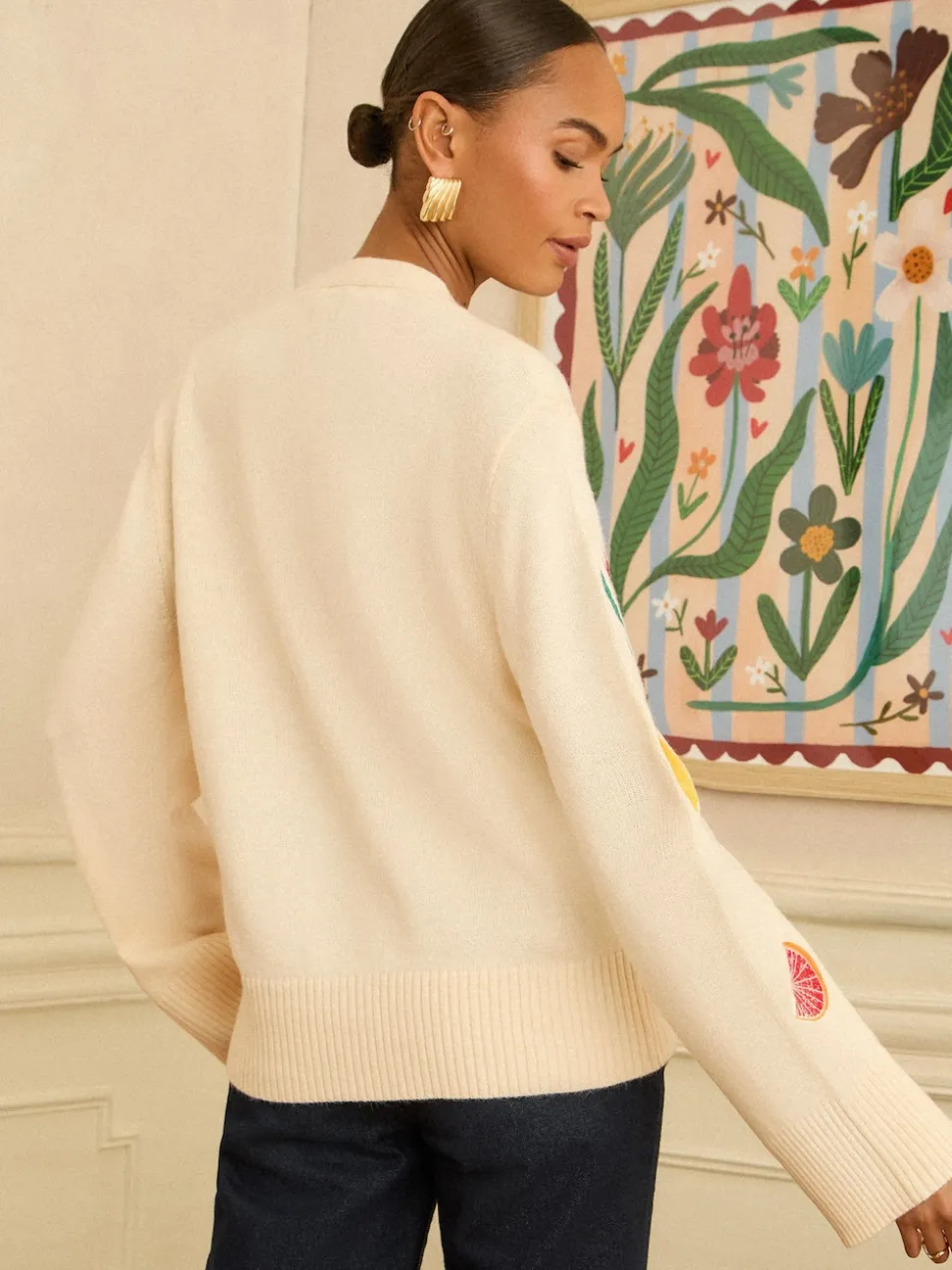 Cardigan Love & Roses brodé en maille