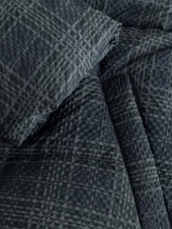 Carreaux bleu marine - Manteau rembourré court avec manches amovibles