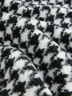 Carreaux noir/blanc à dents de poule - Sweat-shirt en polaire jacquard Teddy Borg à quart de zip
