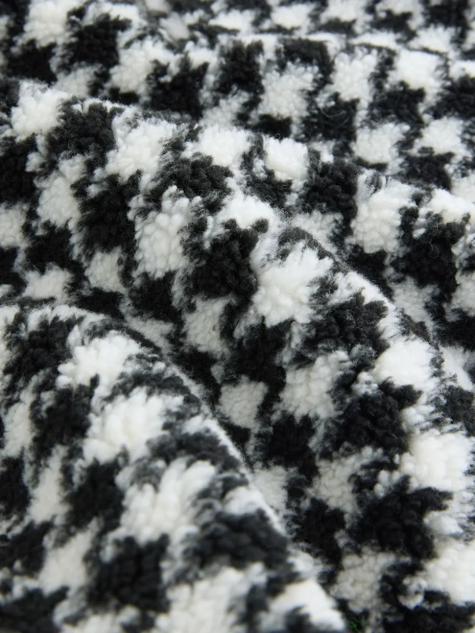 Carreaux noir/blanc à dents de poule - Sweat-shirt en polaire jacquard Teddy Borg à quart de zip