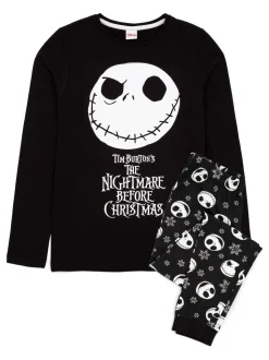 Cauchemar noir avant - Vanilla Underground Womans Disney The Nightmare Before Noël Multicoloured Long Sleeve Long Leg 100% Cotton Pyjamas Set