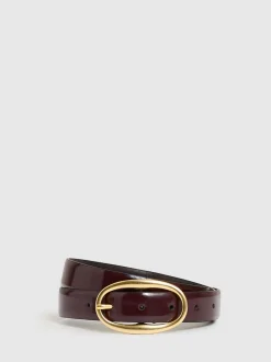 Ceinture à boucle ovale en cuir verni Reiss Drew