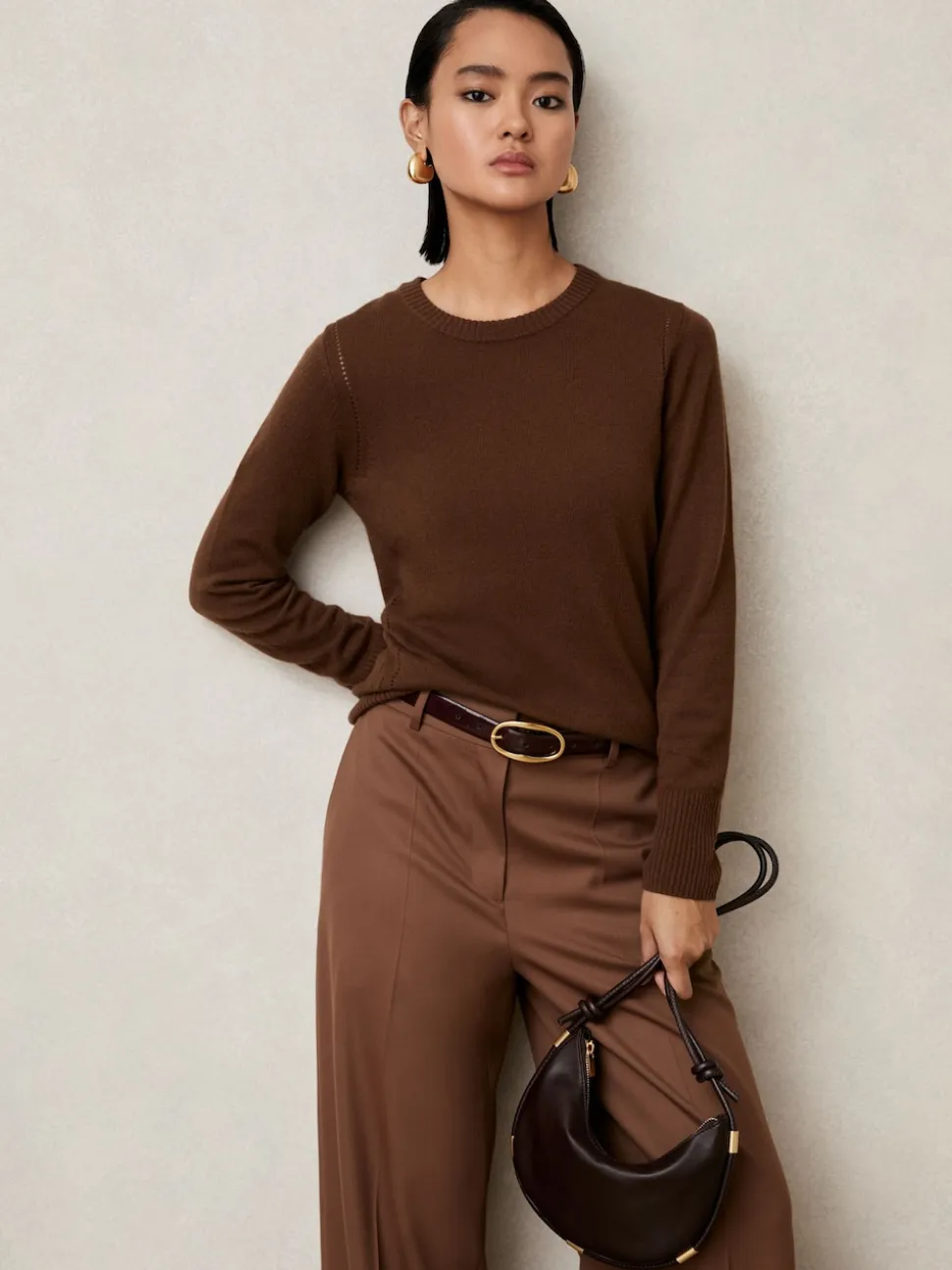 Ceinture à boucle ovale en cuir verni Reiss Drew