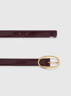 Ceinture à boucle ovale en cuir verni Reiss Drew