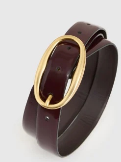 Ceinture à boucle ovale en cuir verni Reiss Drew