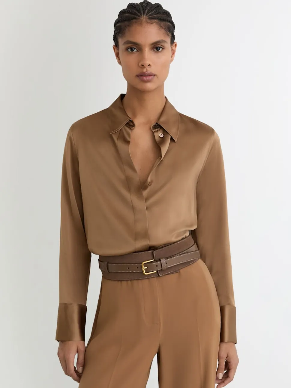 Ceinture corset en cuir et daim Reiss Beatrix
