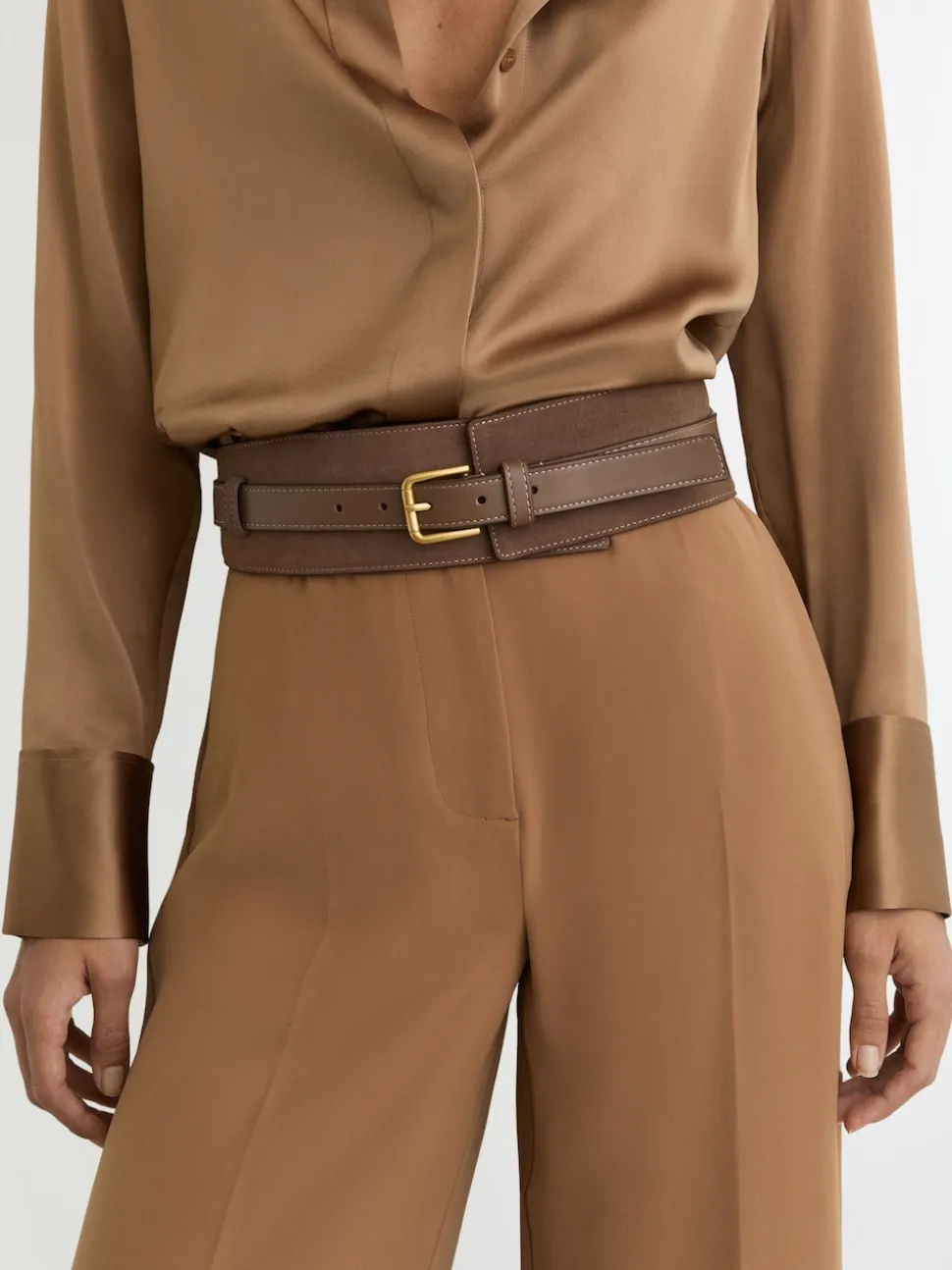 Ceinture corset en cuir et daim Reiss Beatrix
