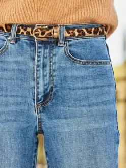 Ceinture Sosandar en cuir imprimé léopard