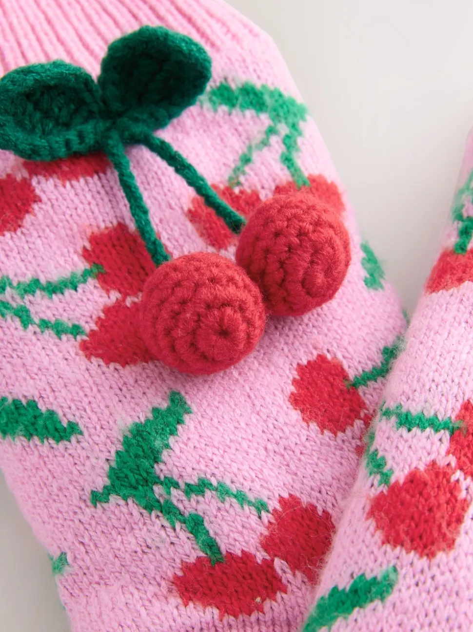 Cerises roses - Lot de 1 chaussettes chaussons épaisses