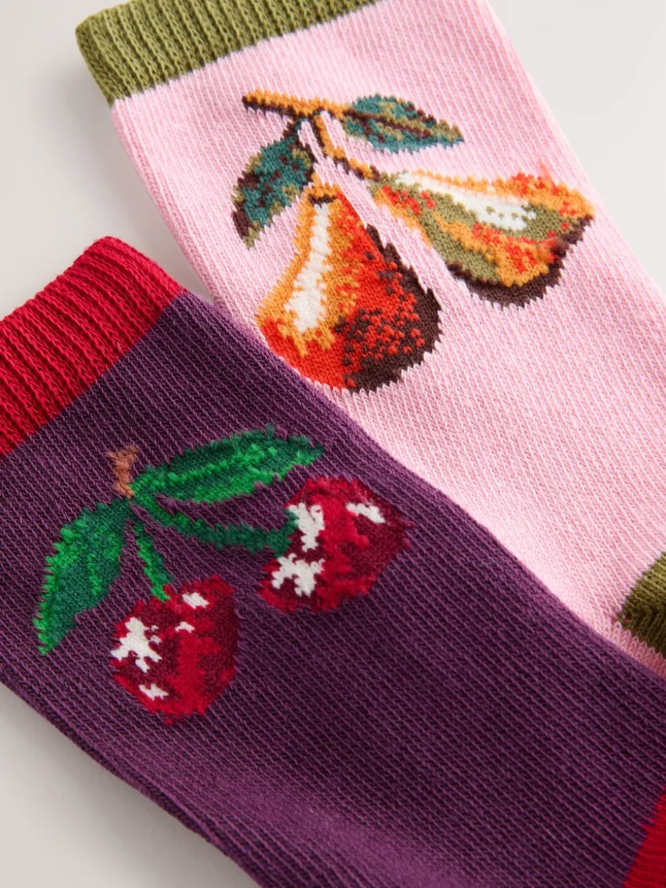 Cerises roses - Lot de 2 paires de chaussettes en coton à poignée chaude