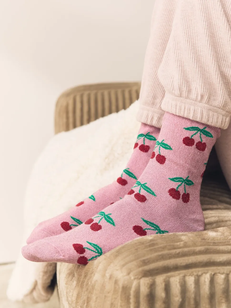 Cerises scintillantes - Lot de 1 paires de chaussettes en coffret cadeau