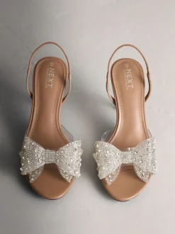 Chair/argenté - Chaussures à talons Forever Comfort® en perspex à bout rond avec nœud