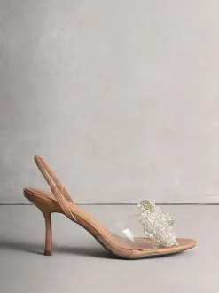 Chair/argenté - Chaussures à talons Forever Comfort® en perspex à bout rond avec nœud