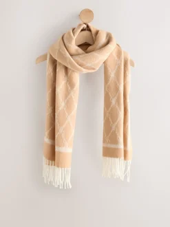 chameau - Écharpe Premium Made in Italie en jacquard monogram 100% laine mi-épaisse