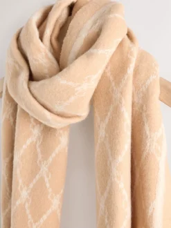 chameau - Écharpe Premium Made in Italie en jacquard monogram 100% laine mi-épaisse