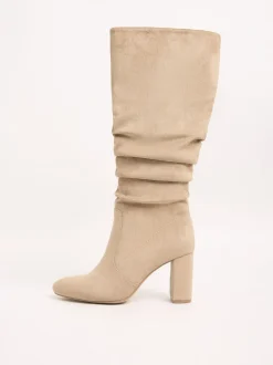 chameau - Friends Like These Bottes hautes longues en faux daim à talon carré froncé