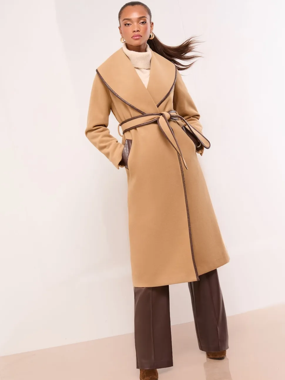 chameau - Manteau Lipsy enveloppant à revers châle