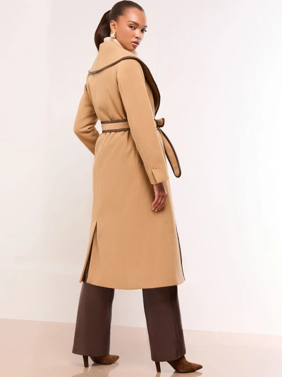 chameau - Manteau Lipsy enveloppant à revers châle
