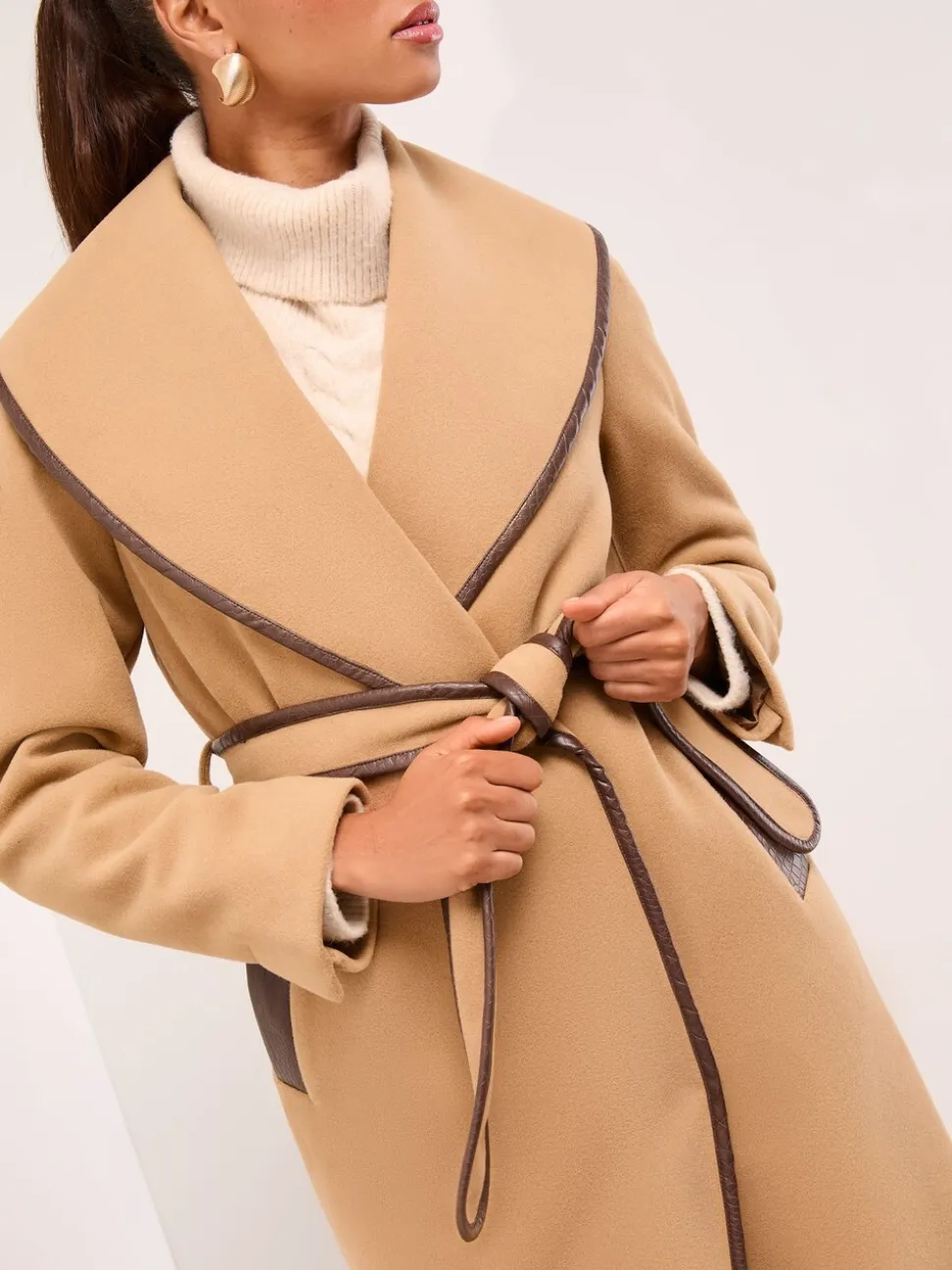 chameau - Manteau Lipsy enveloppant à revers châle