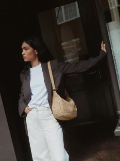chameau - Sac à bandoulière tissé en faux daim