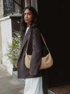 chameau - Sac à bandoulière tissé en faux daim