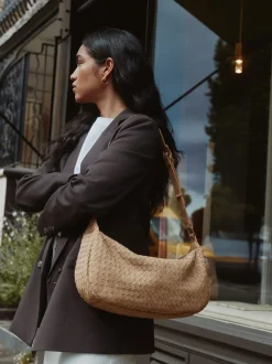 chameau - Sac à bandoulière tissé en faux daim