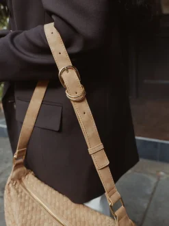 chameau - Sac à bandoulière tissé en faux daim