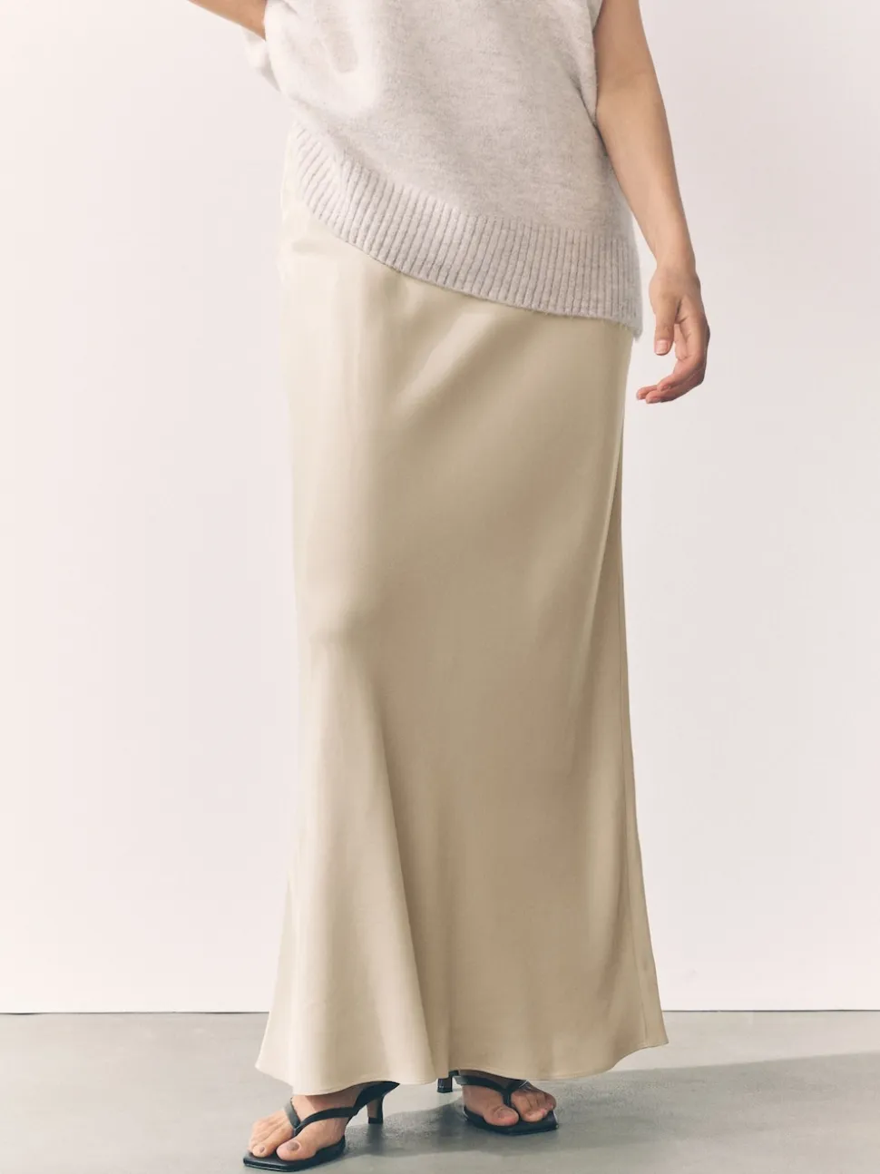 Champagne doré - Jupe Midi Satin