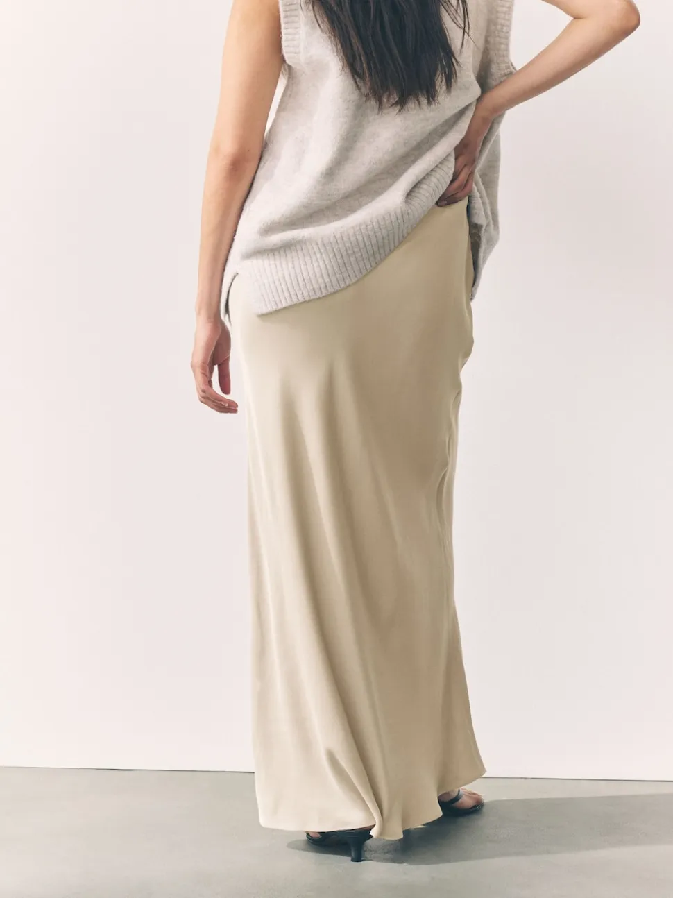 Champagne doré - Jupe Midi Satin