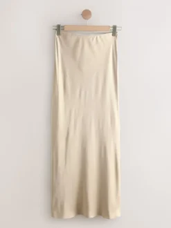 Champagne doré - Jupe Midi Satin