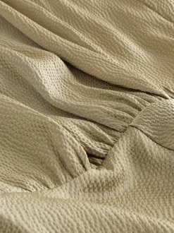 Champagne doré - Texture Satin Licol Sans manches Mi-long Robe