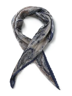Écharpe plissée motif paisley Aela bleue
