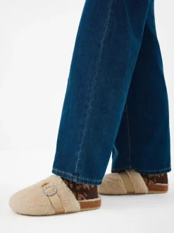 Chaussons Accessorize en fausse fourrure à boucle scintillante