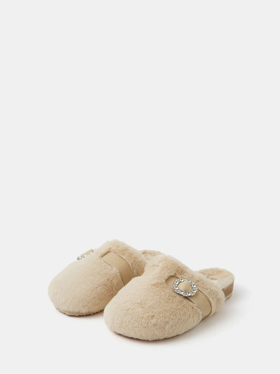 Chaussons Accessorize en fausse fourrure à boucle scintillante