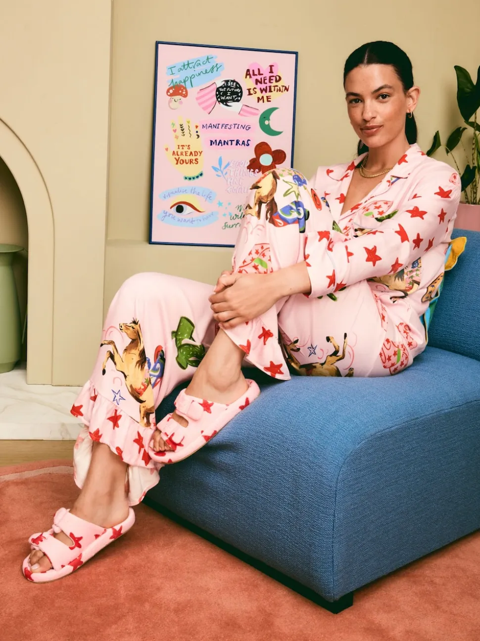 Chaussons Eleanor Bowmer à glissière étoile rose