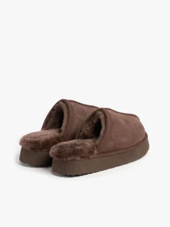 Chaussons Just Sheepskin Mabel en peau de mouton à plateforme marron pour femme
