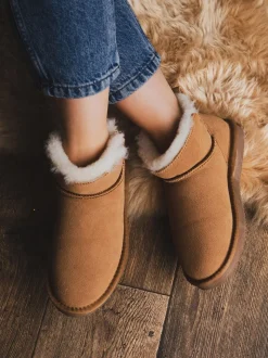 Chaussons mini-bottes lakeland en cuir pour femme en peau de mouton