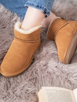 Chaussons mini-bottes lakeland en cuir pour femme en peau de mouton