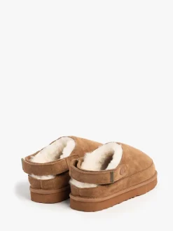 Chaussons Mule Just Sheepskin Quinn en peau de mouton à attacher à l'arrière marron