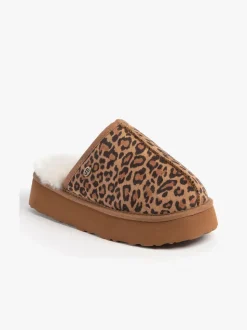 Chaussons mules à plateforme en peau de mouton Just Sheepskin Marron femme Mabel en peau de mouton