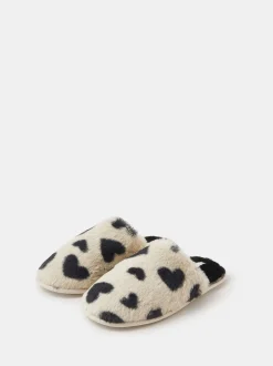 Chaussons mules duveteux Accessorize cœur