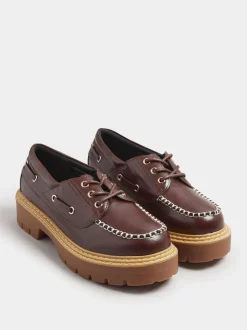 Chaussures bateau à lacets épaisses Yours Curve coupe extra large