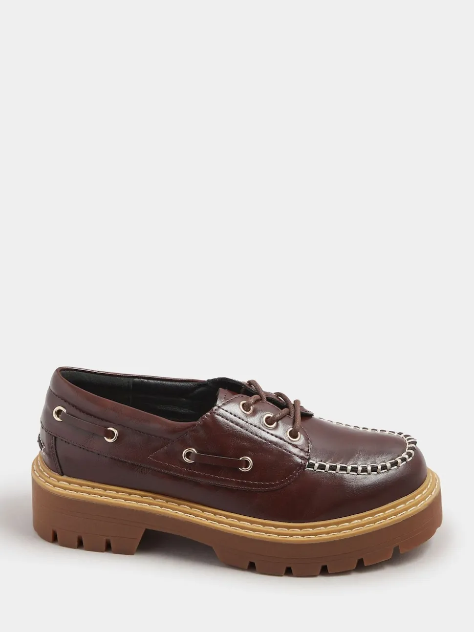 Chaussures bateau à lacets épaisses Yours Curve coupe extra large