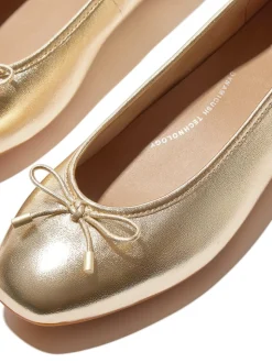 Chaussures plates FitFlop Delicato en Cuir souple métallisé à nœud