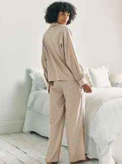 Chelsea Peers Ensemble de pyjama long en coton brodé Vichy Skiing Chip the Cockapoo